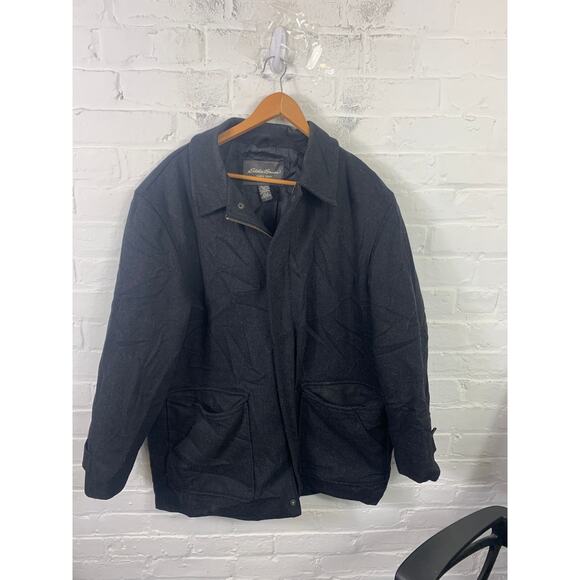 Eddie Bauer Women's Vintage Pea Coat Jacket Long Sleeve Black Size Large